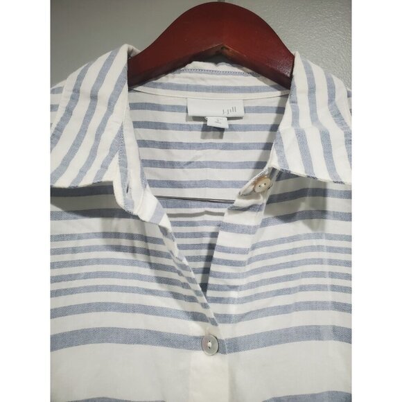 J. Jill Women's Button Front Top White Gray Striped Tunic Long-sleeved Sz S Tall - Picture 5 of 15